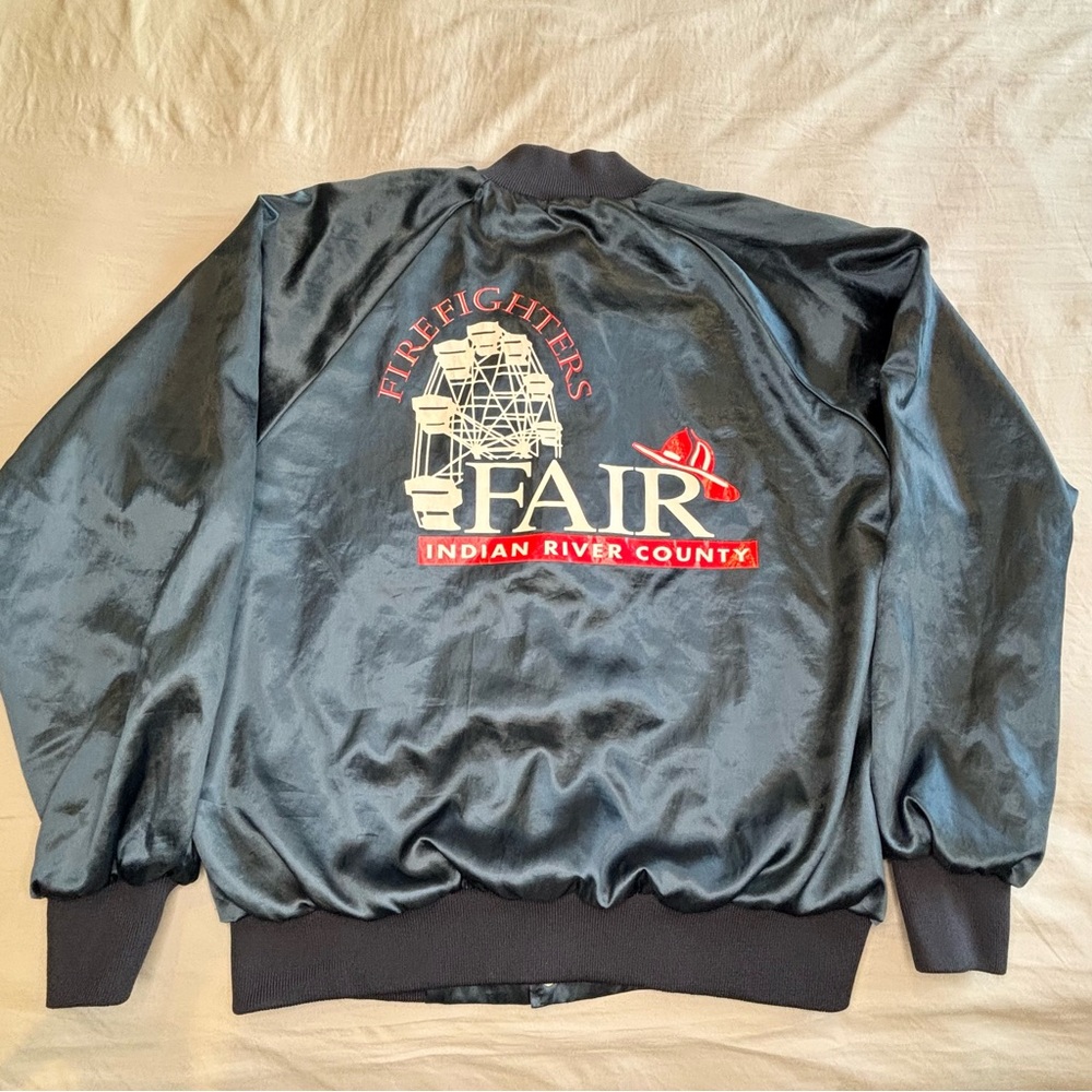 Vintage Auburn Sportswear Satin Bomber Jacket Mens Large Firefighters Fair‎